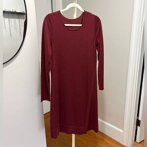 Eileen Fisher Burgundy Long Sleeve Knit Dress